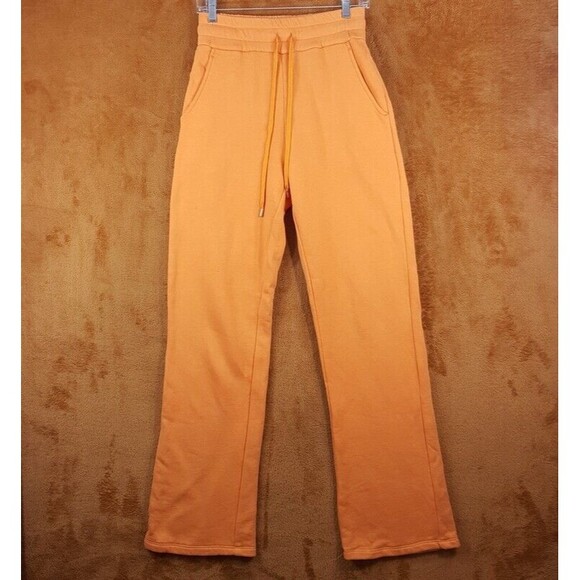 A.L.C. Sweatpants Womens XS Orange Pull On Drawstring Terry High Rise Lounge - Picture 1 of 9